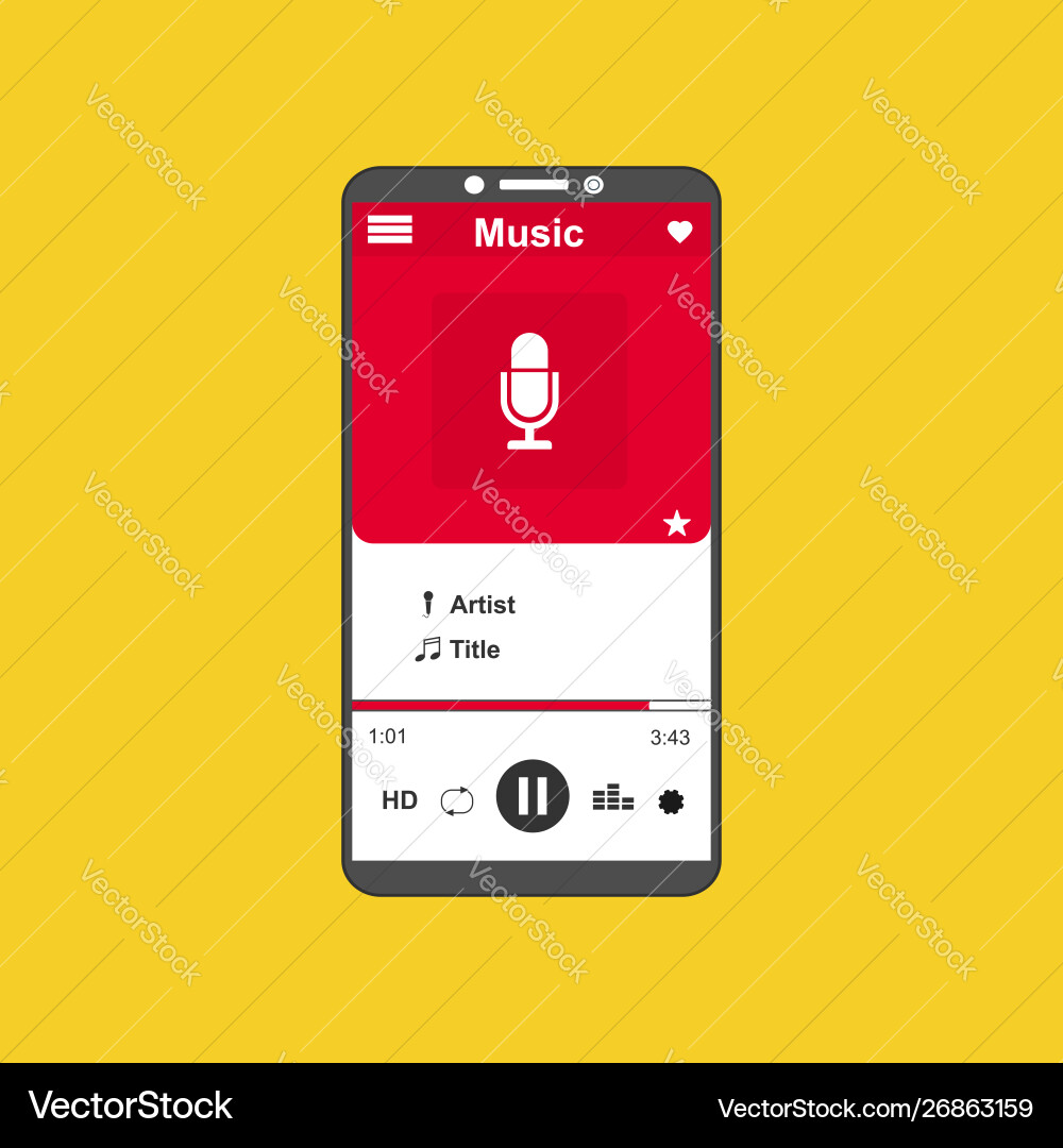 Media player application app template with flat Media player application app template with flat vector image
