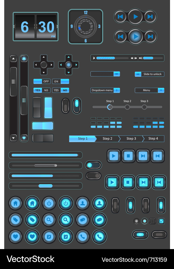 Modern UI Controls vector image
