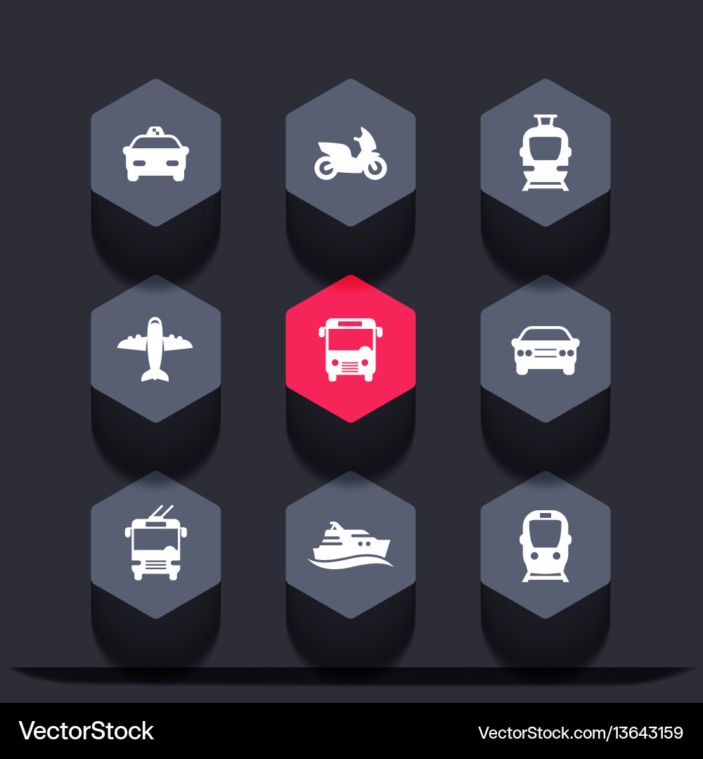 Passenger transport icons public transportation Passenger transport icons public transportation vector image