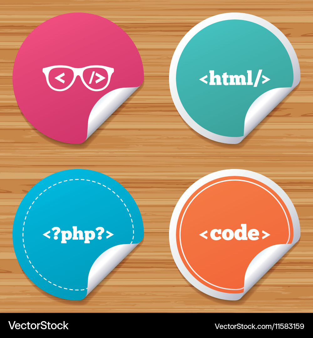 Programmierer Codierer Gläser html Markup Sprache vektorbild