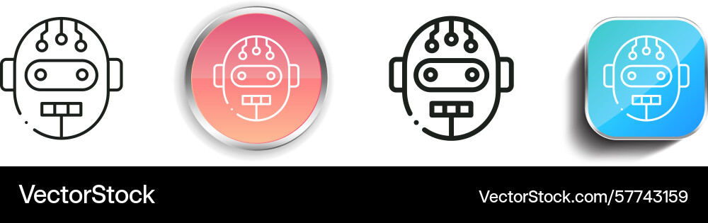 Robot icon thin linear regular and button style Robot icon thin linear regular and button style vector image