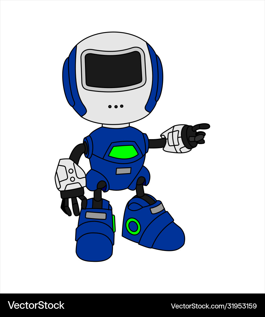 Robot points to side something vector image