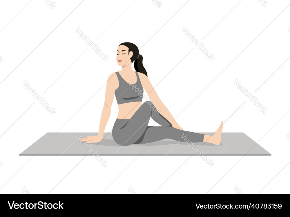 Sage twist pose variation forward bend Sage twist pose variation forward bend vector image