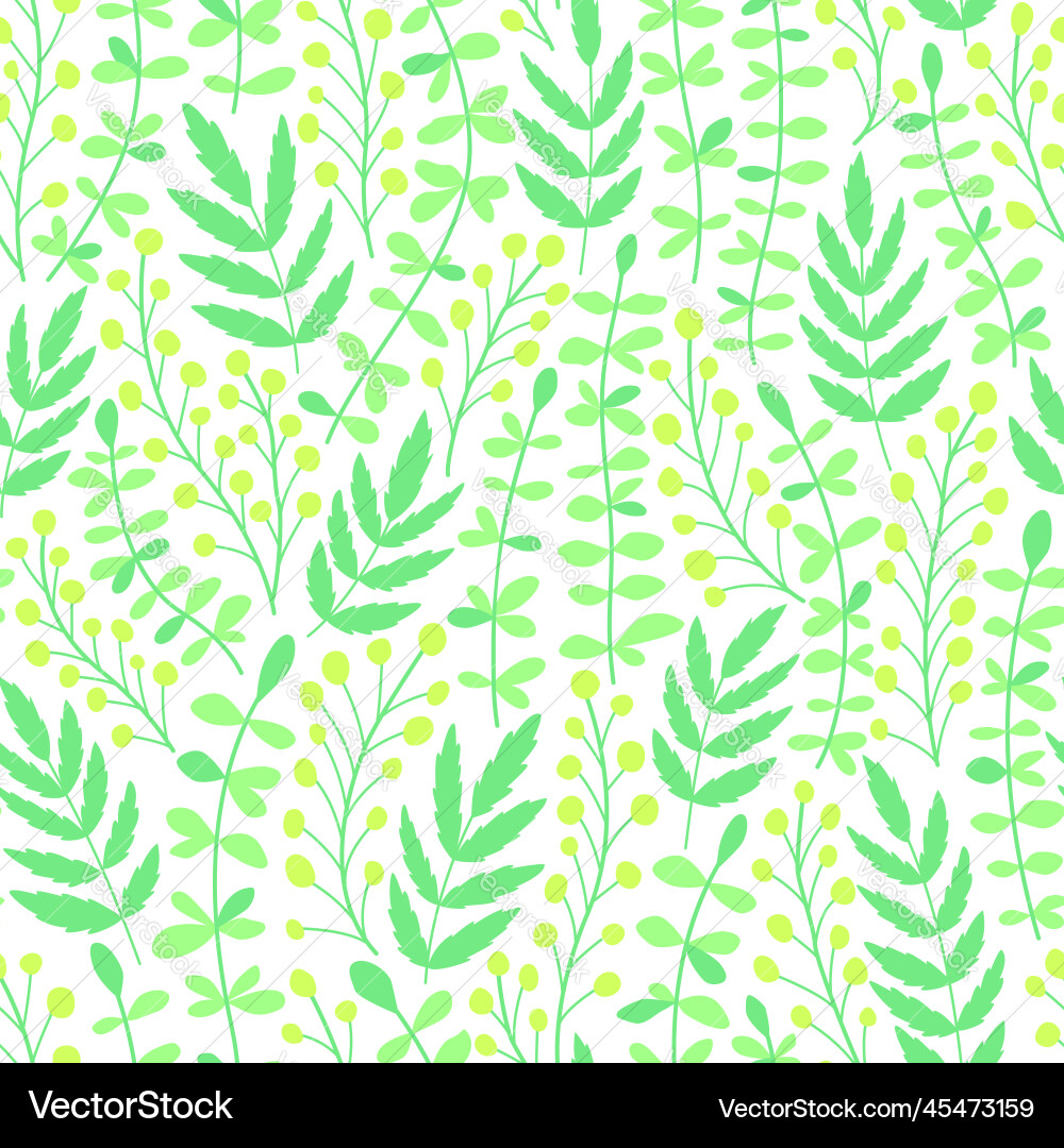 Seamless pattern with spring mimosa and grass vector image