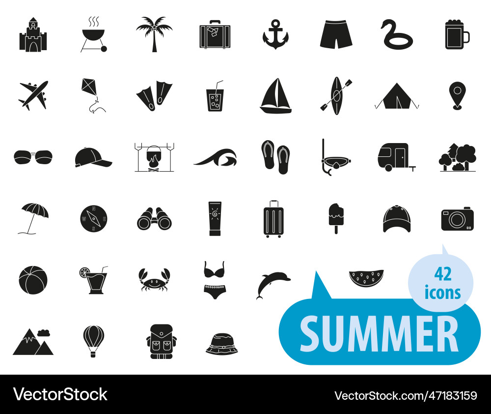 Summer icon black full icons tourism symbol Summer icon black full icons tourism symbol vector image