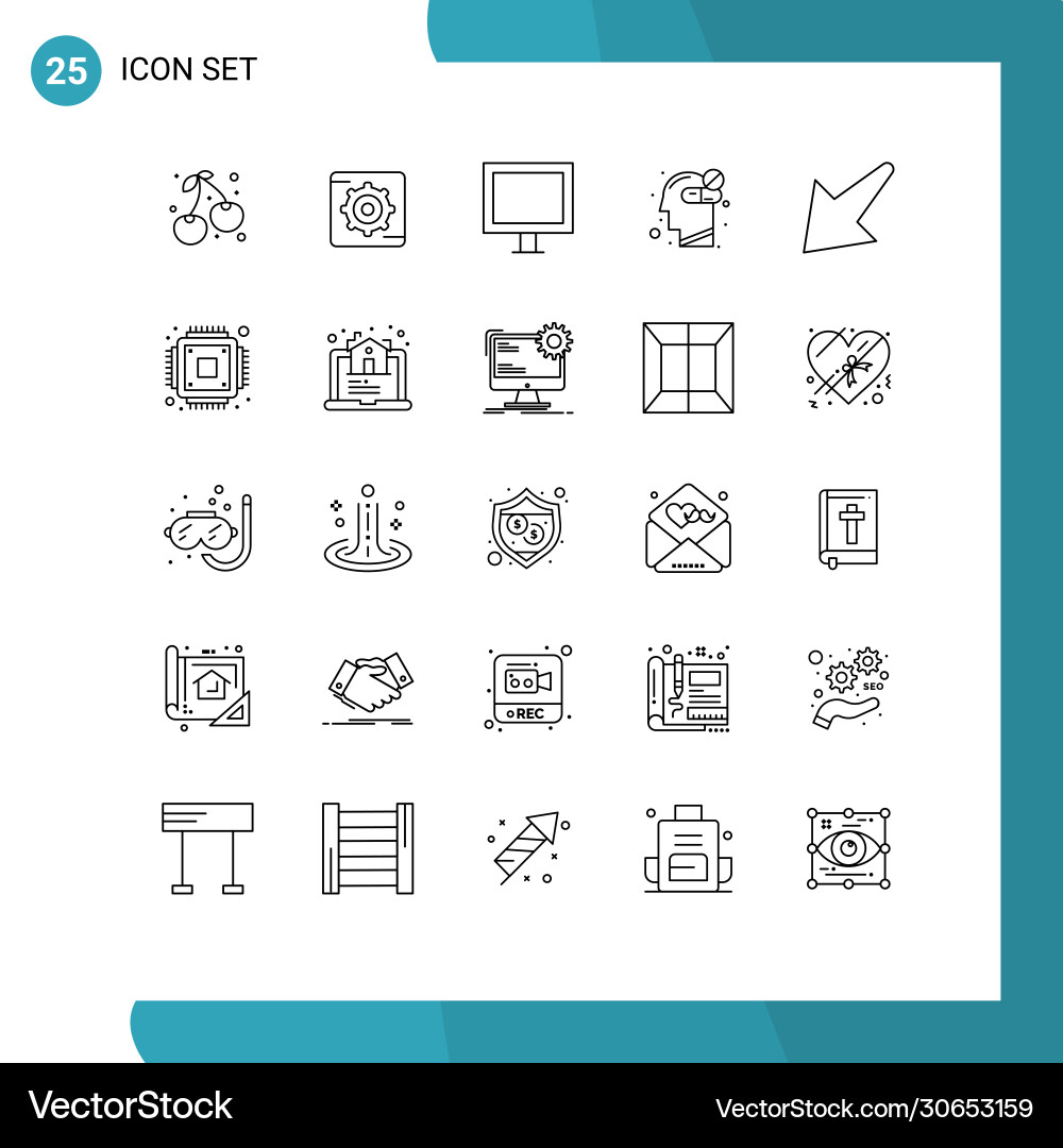 User interface pack 25 basic lines left vector image