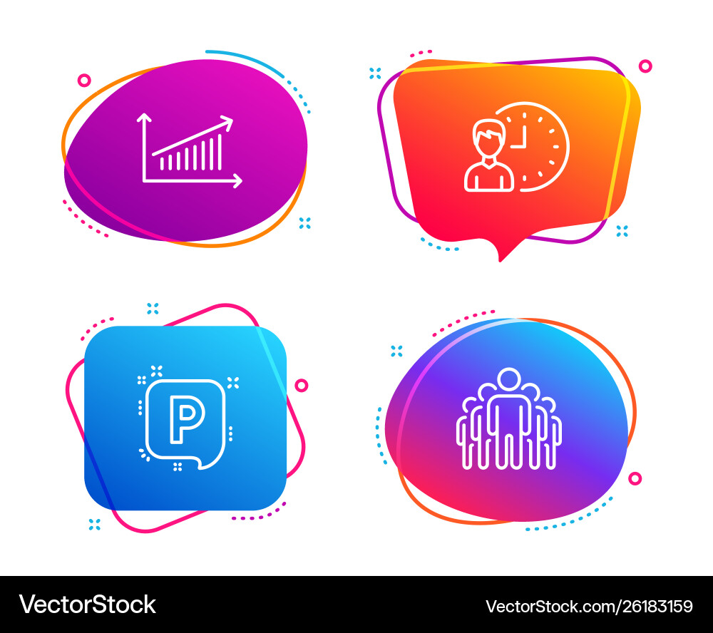Working hours chart and parking icons set group Working hours chart and parking icons set group vector image