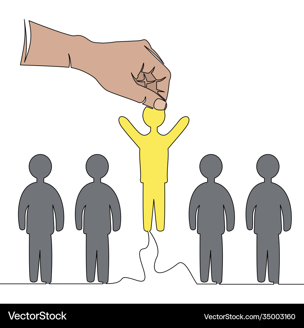 Continuous line person is selected from a group Continuous line person is selected from a group vector image
