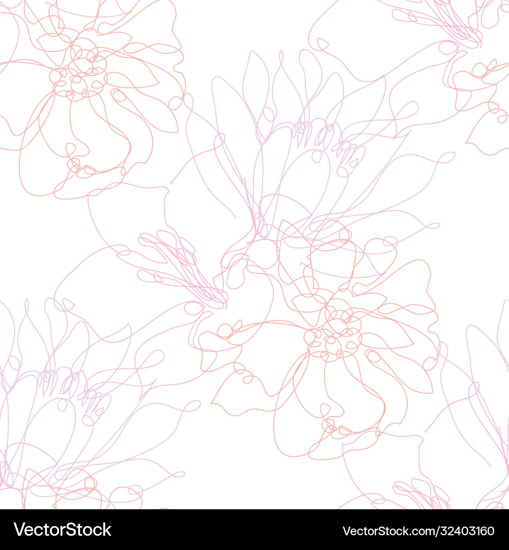 Floral seamless pattern line art Floral seamless pattern line art vector image