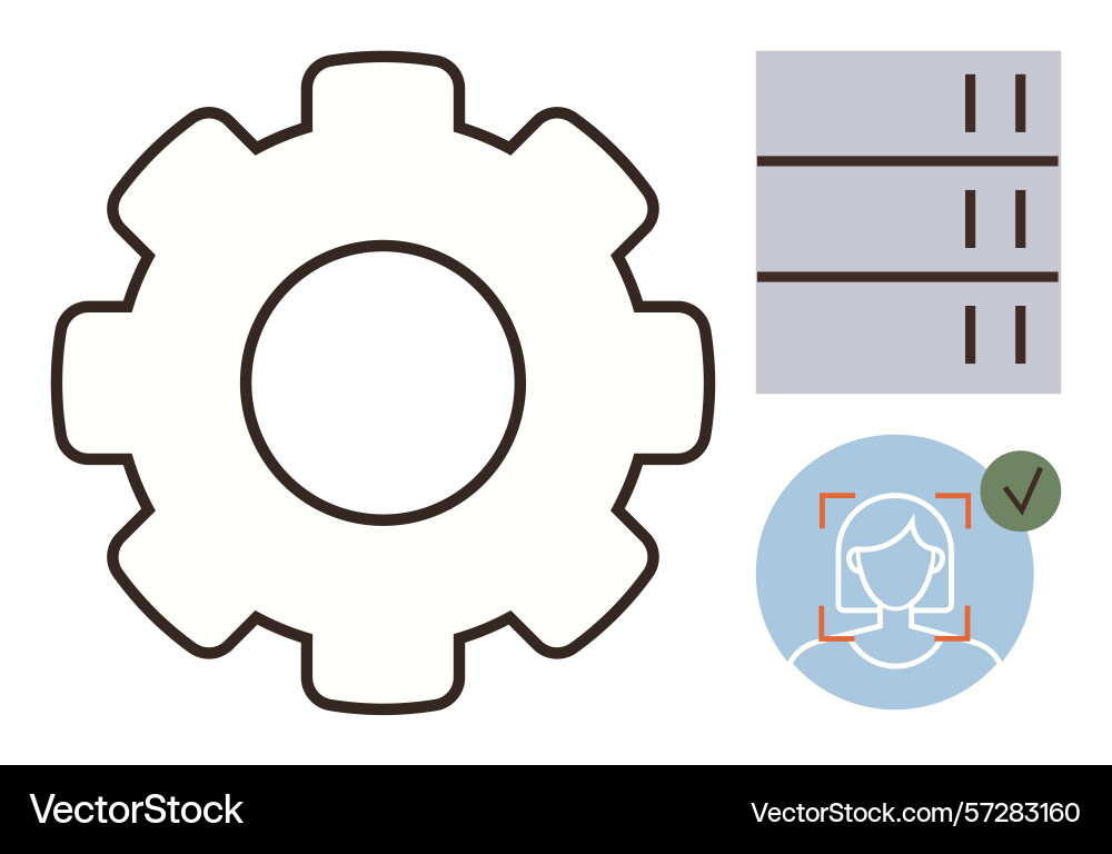 Gear database and facial recognition elements Gear database and facial recognition elements vector image
