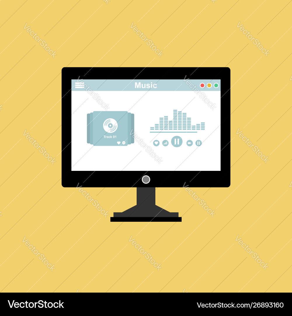 Media player application app template with flat Media player application app template with flat vector image