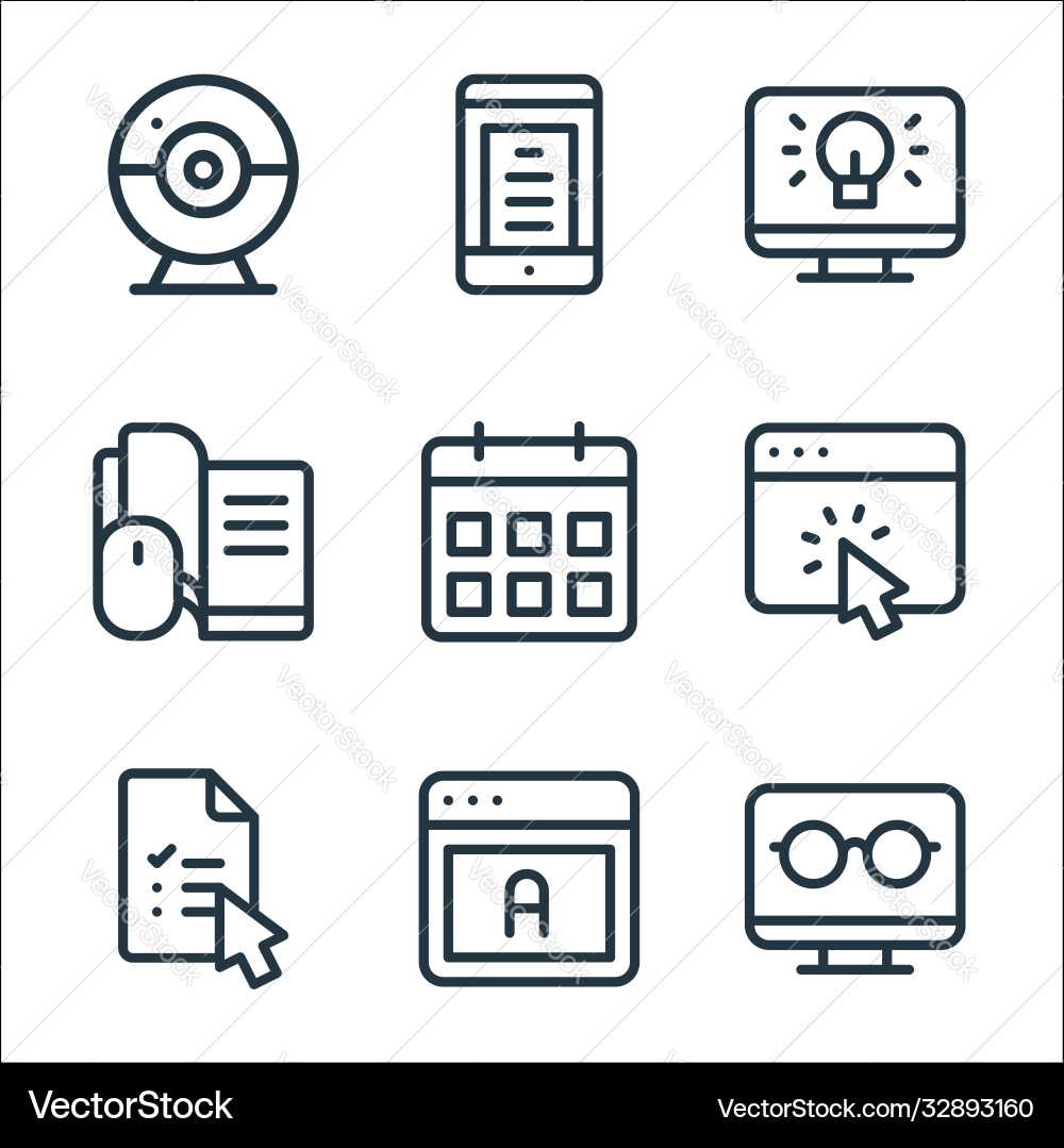 Online learning line icons linear set quality Online learning line icons linear set quality vector image