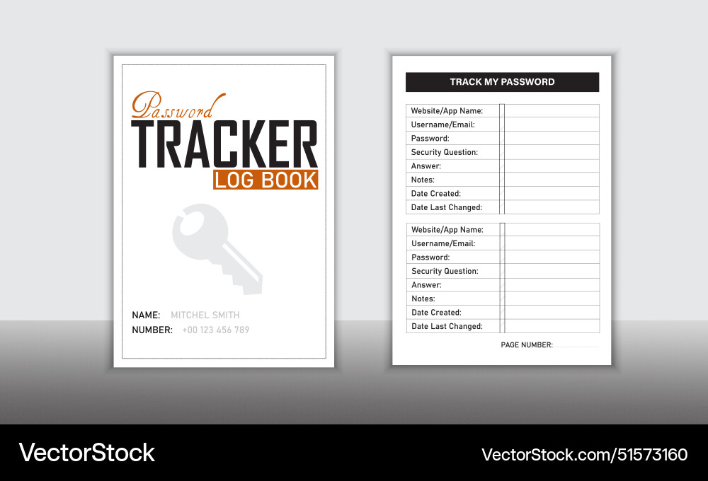 Password tracker logbook minimalist design Vector Image