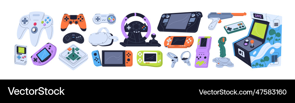 Retro Game Controllers & Consoles vector image