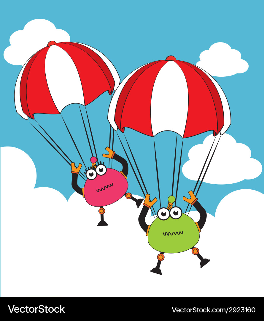 Robot design over cloudscape background Vector Image