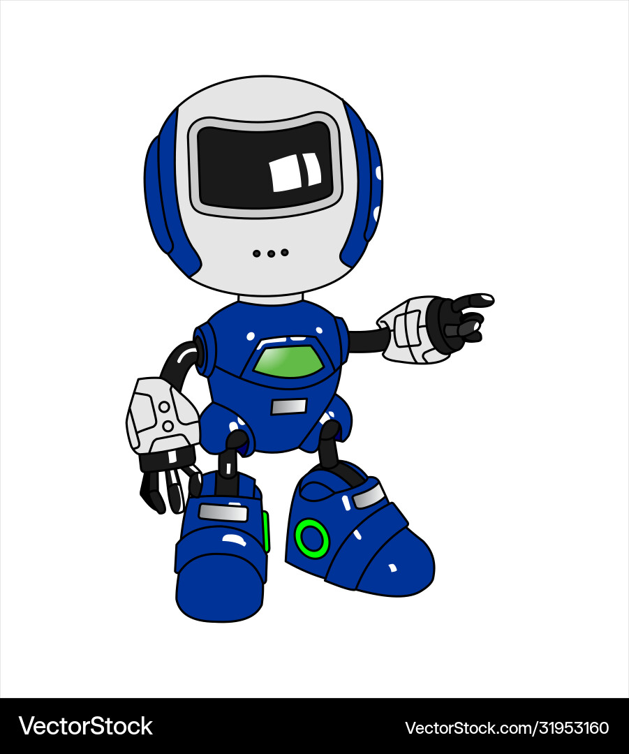 Robot points to side something Robot points to side something vector image