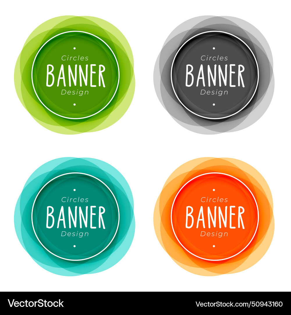 Set of empty round shape button in four color Vector Image