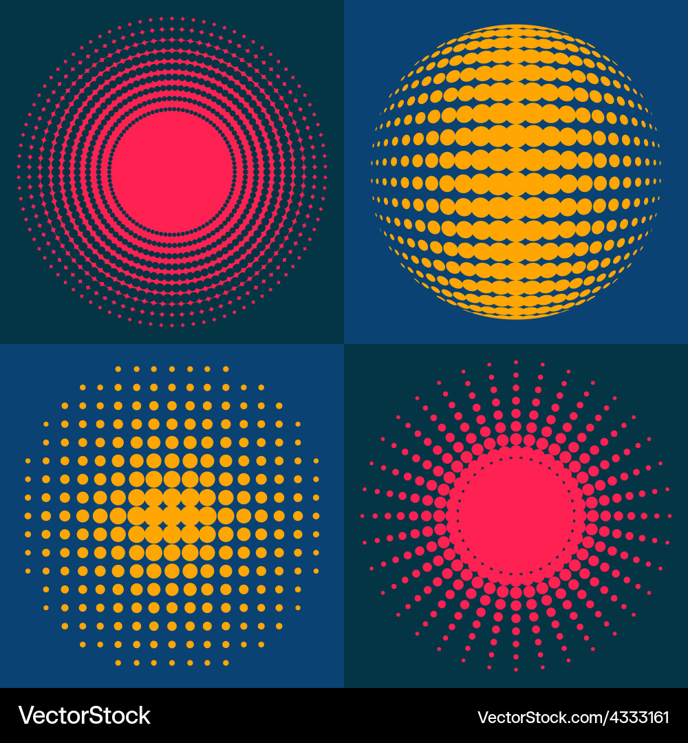 Abstract Circle Halftone Patterns vector image