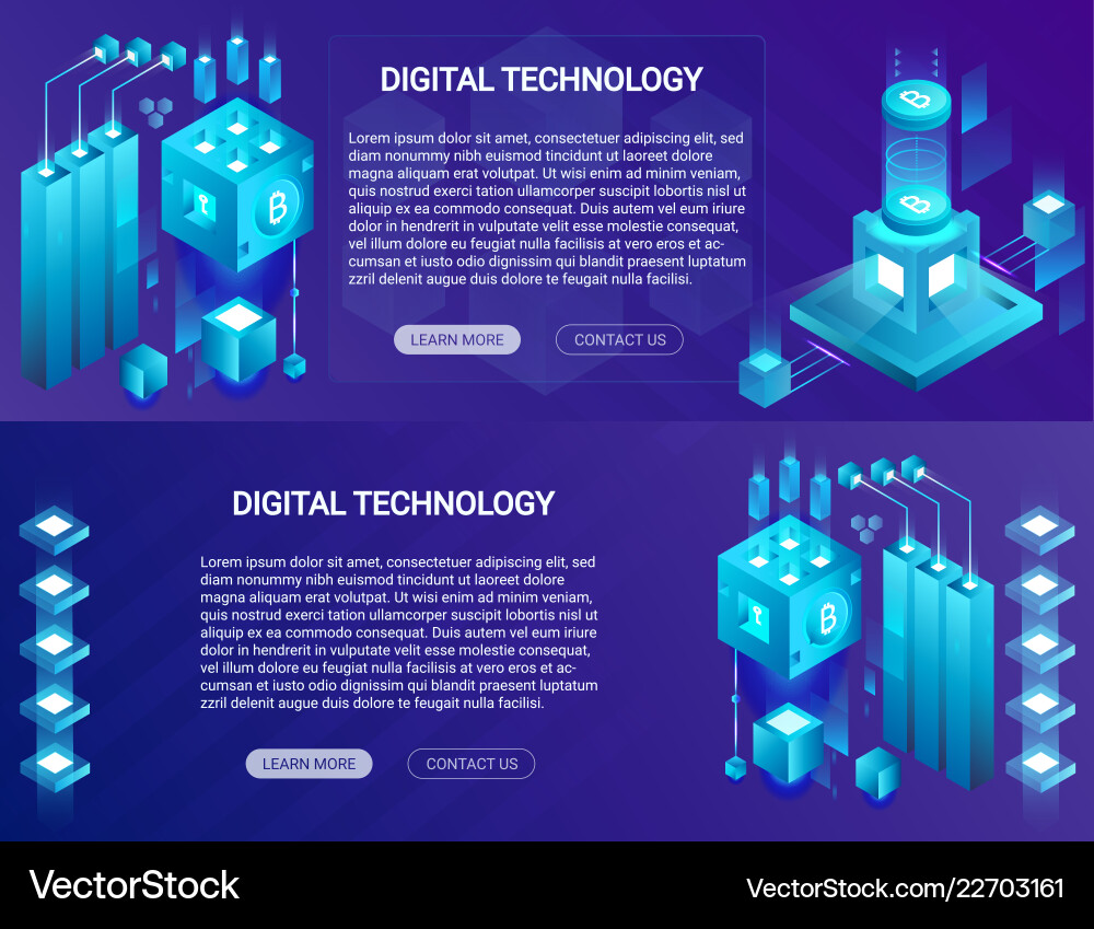 Bitcoin Blockchain Isometric - Crypto Tech vector image