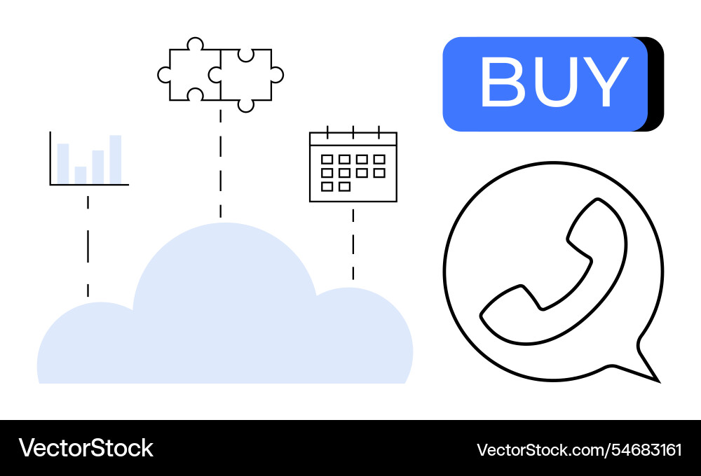 Cloud services integration with graph puzzle Cloud services integration with graph puzzle vector image