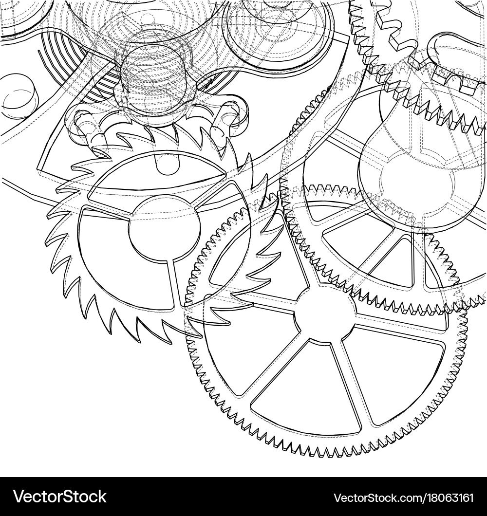 Cogs and gears of clock vector image