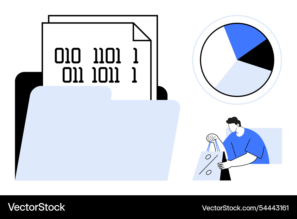 Digital data management and analysis with pie Digital data management and analysis with pie Vector Image