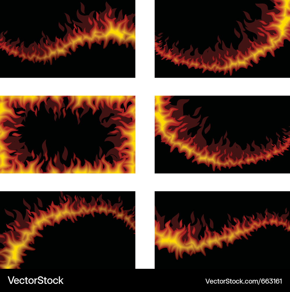 Fiery Card Set - Flame Graphics Vector Image