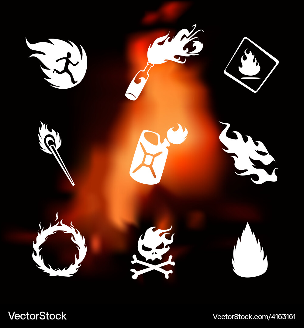 Fire set Royalty Free Vector Image - VectorStock