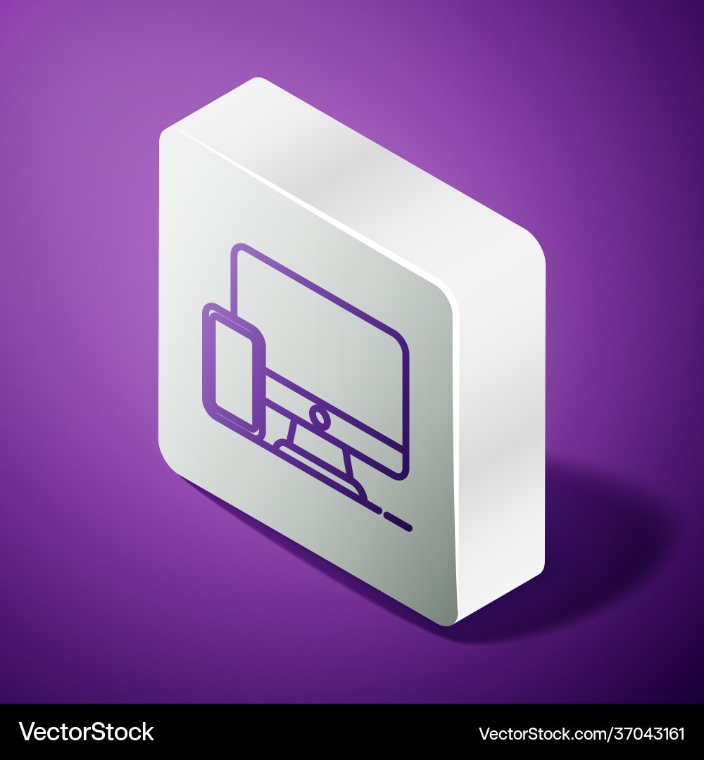 Isometric line computer monitor and mobile phone Isometric line computer monitor and mobile phone vector image