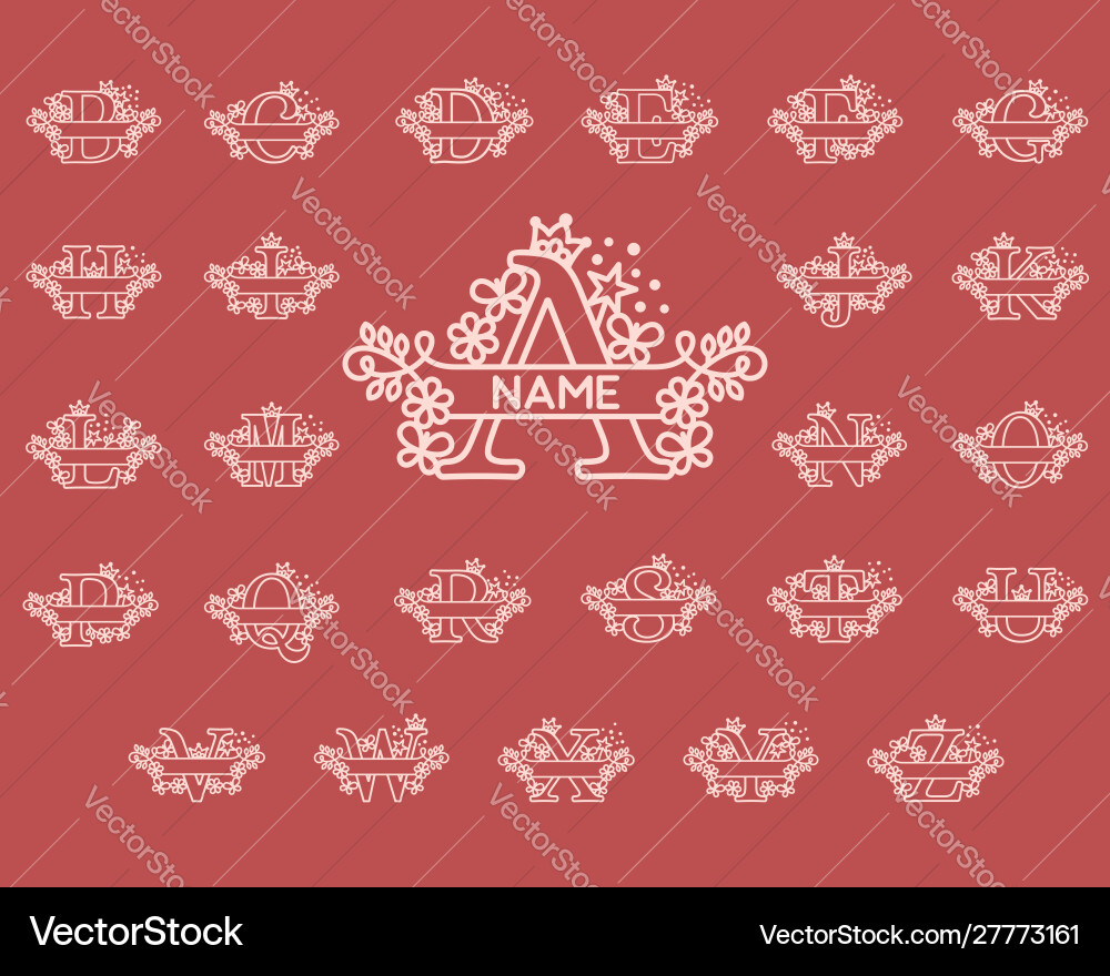 Letter Monogram Initial Font Set vector image