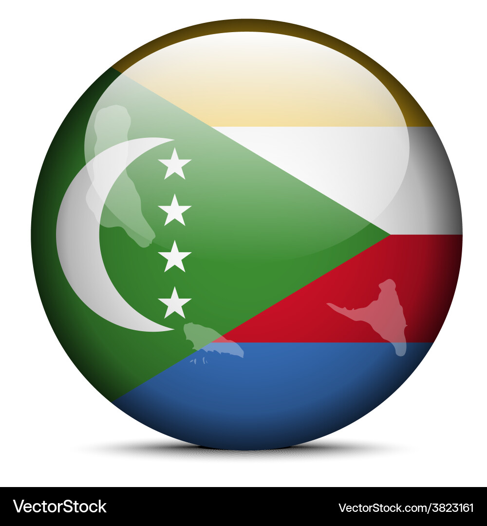 Map on flag button of union the comoros Vector Image