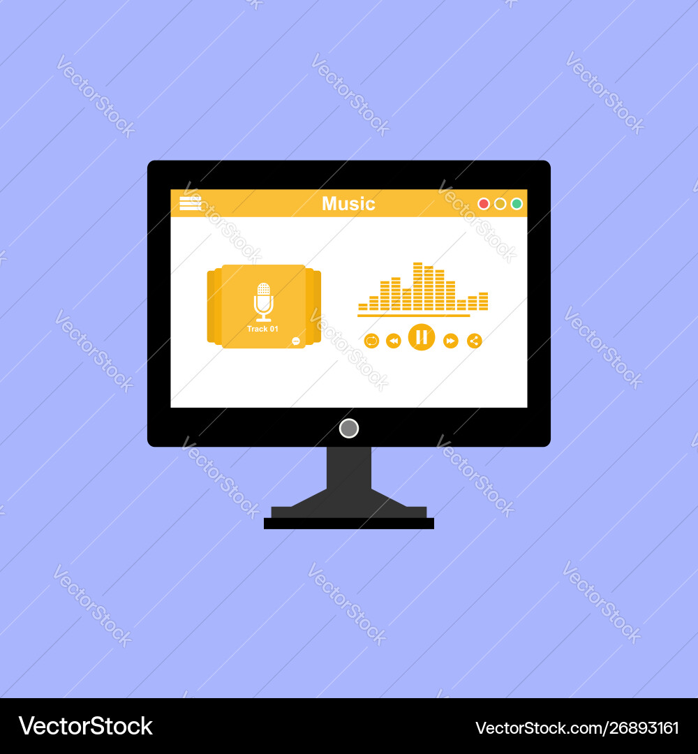 Media player application app template with flat Media player application app template with flat vector image