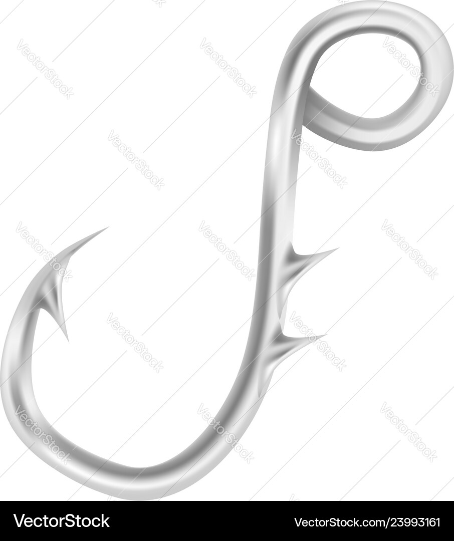 Modern fishing hook icon realistic style Modern fishing hook icon realistic style vector image