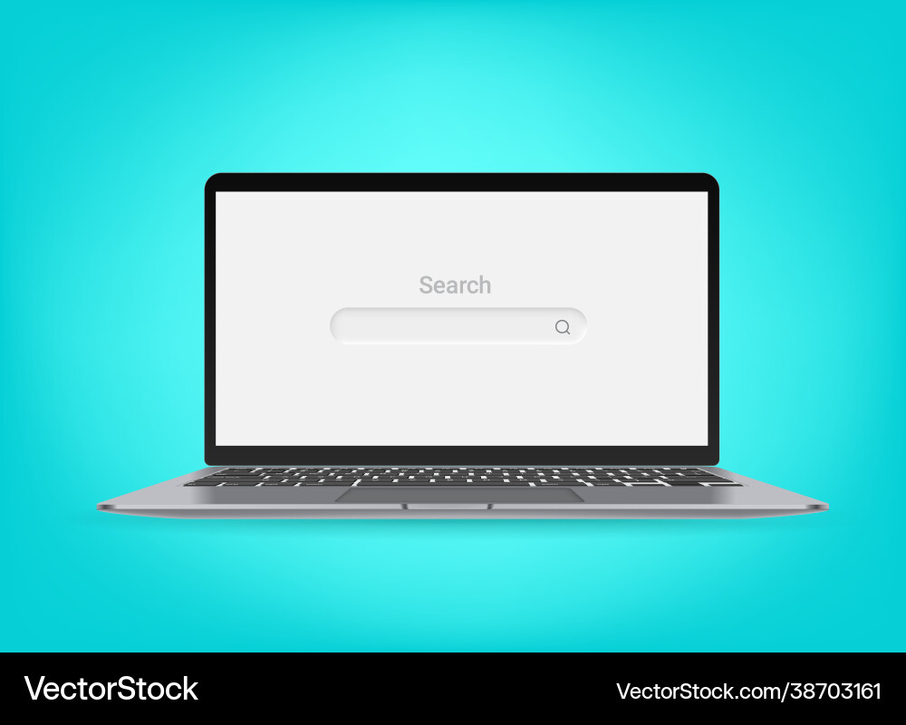 Modern laptop computer with search in browser Vector Image