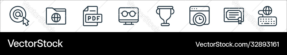 Online learning line icons linear set quality Online learning line icons linear set quality vector image