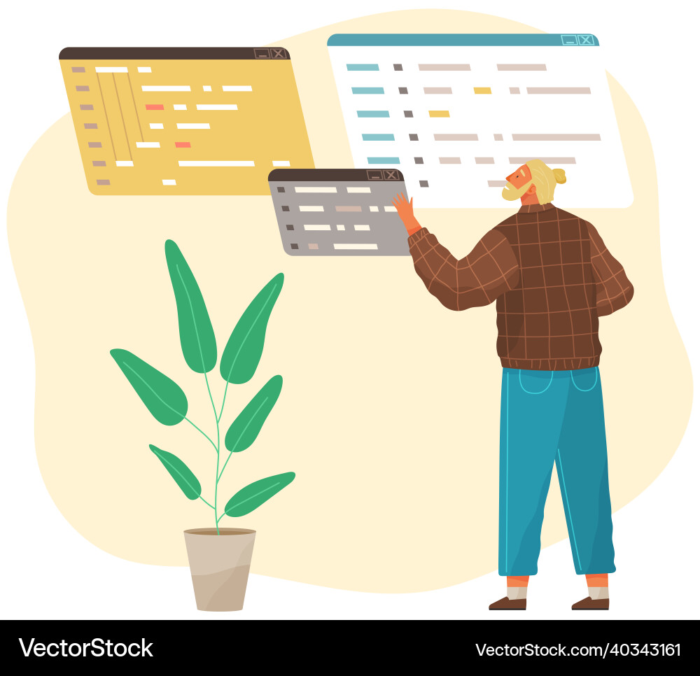 Programmer engineering and coding set Programmer engineering and coding set vector image