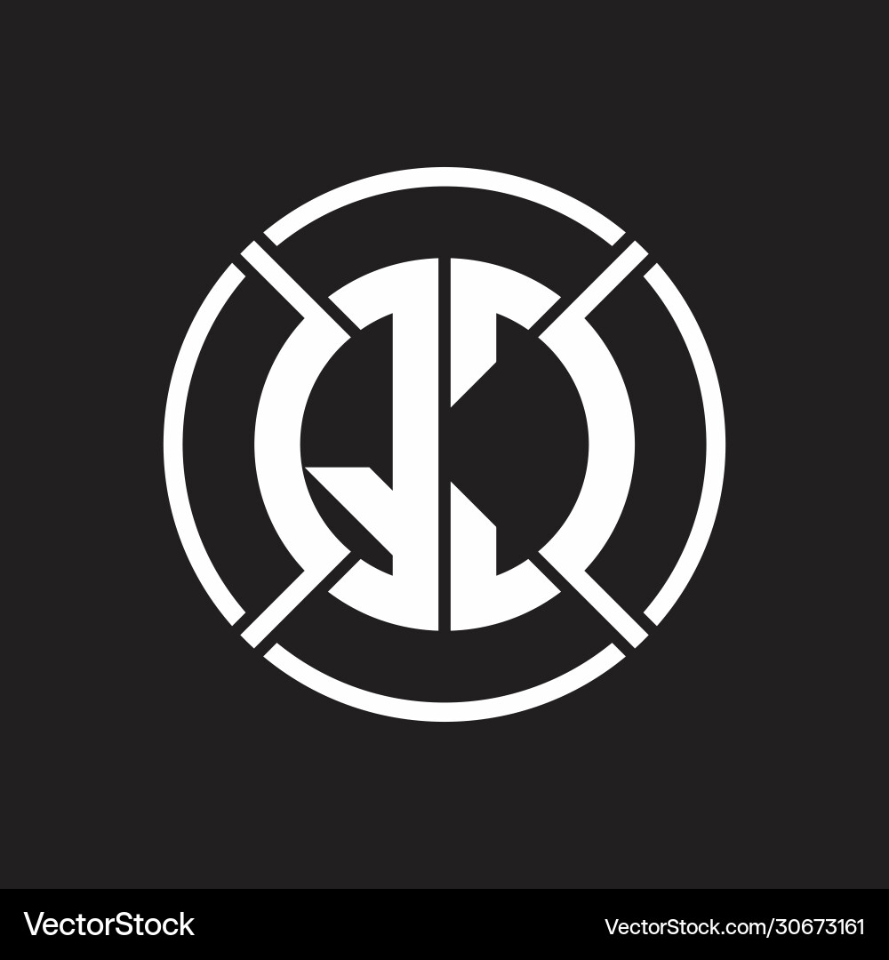 Qc logo monogram with four part circle slash Vector Image