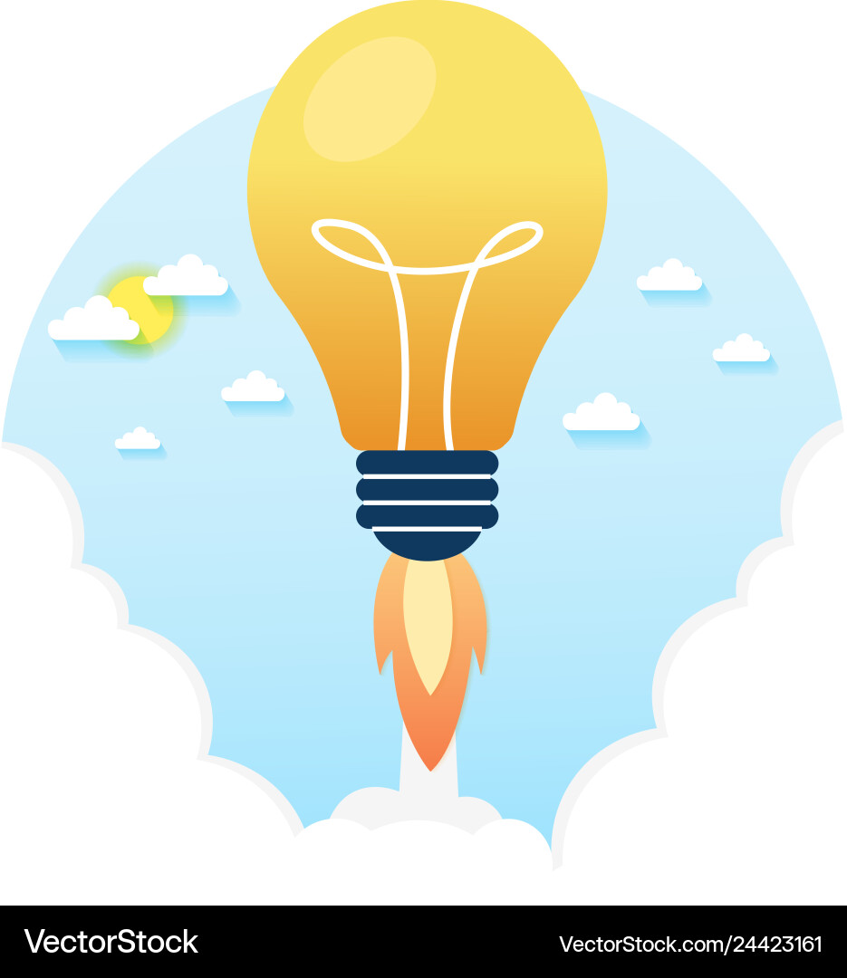Rocket Launch Idea Spark Vector Image