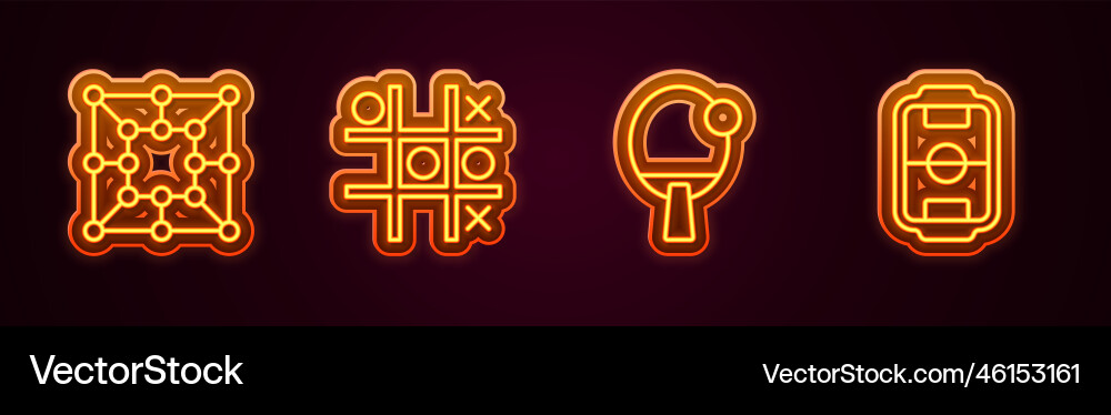 Set line board game tic tac toe racket and table Set line board game tic tac toe racket and table vector image
