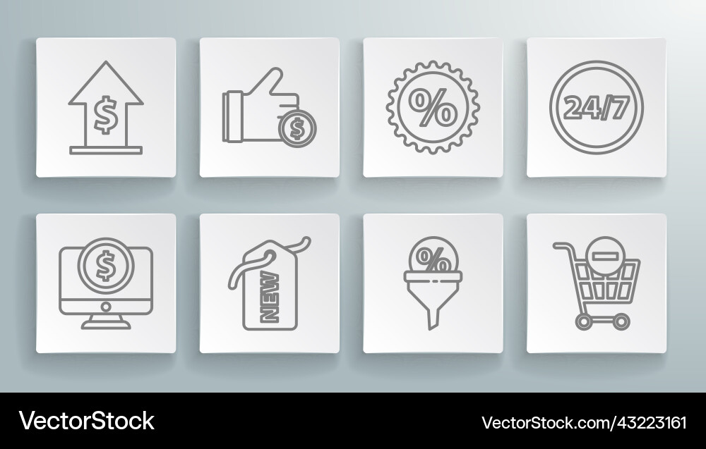 Set line computer monitor with dollar hand Set line computer monitor with dollar hand vector image