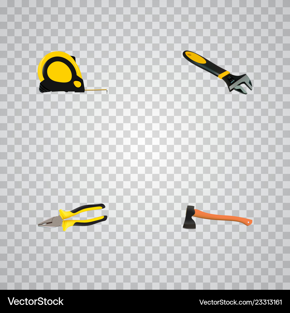 Set of tools realistic symbols with measure tape Set of tools realistic symbols with measure tape vector image