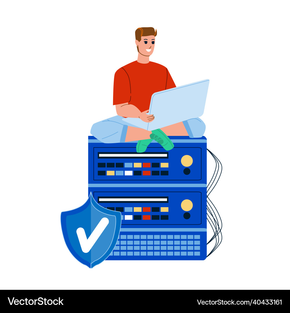 Vps hosting internet service using man Vps hosting internet service using man vector image