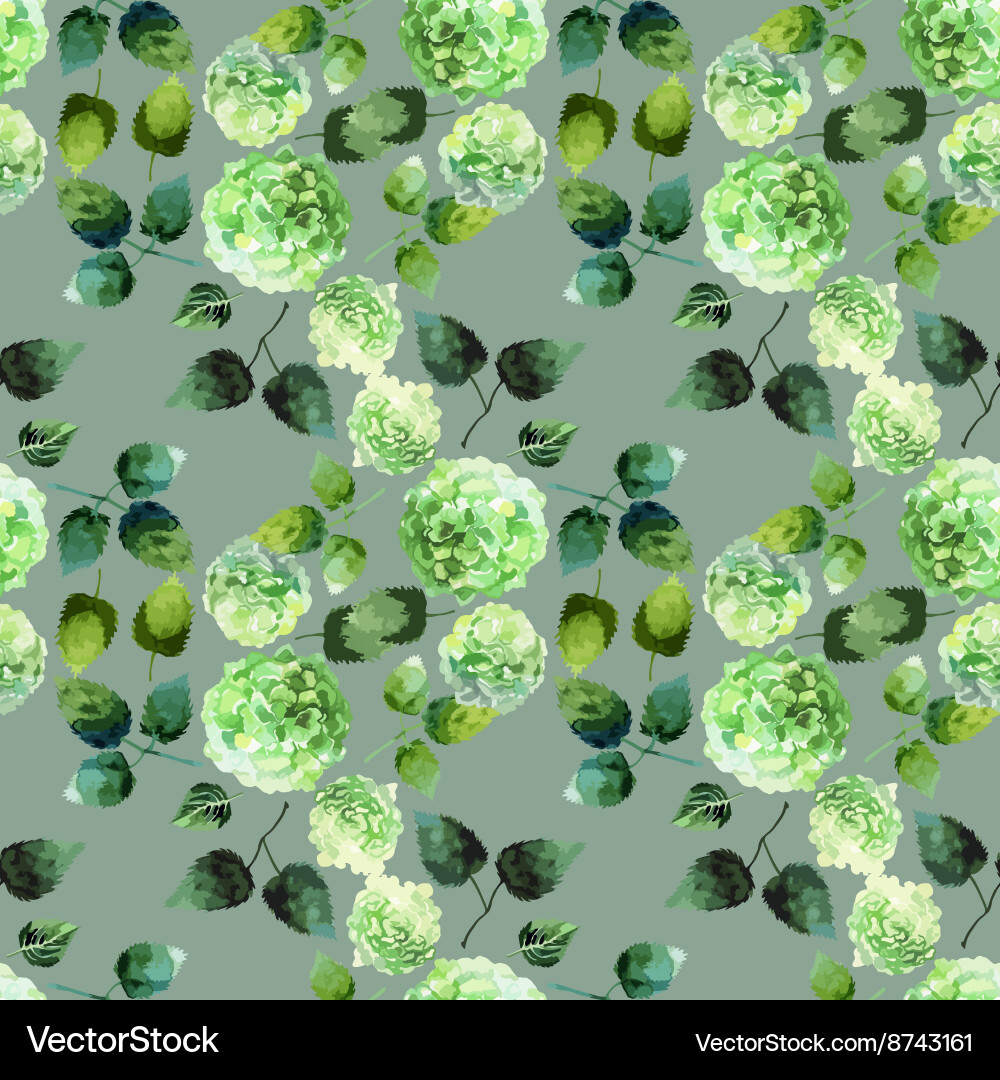 Green Hydrangea Pattern Watercolor hydrangea pattern Royalty Free Vector Image