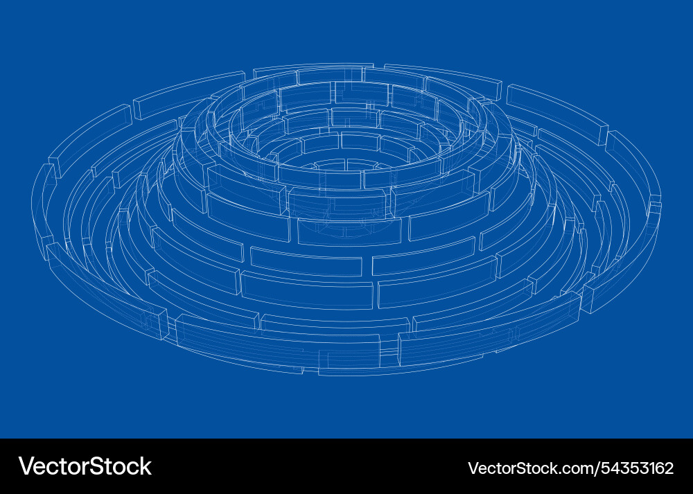 3d circular pattern style wireframe model vector image
