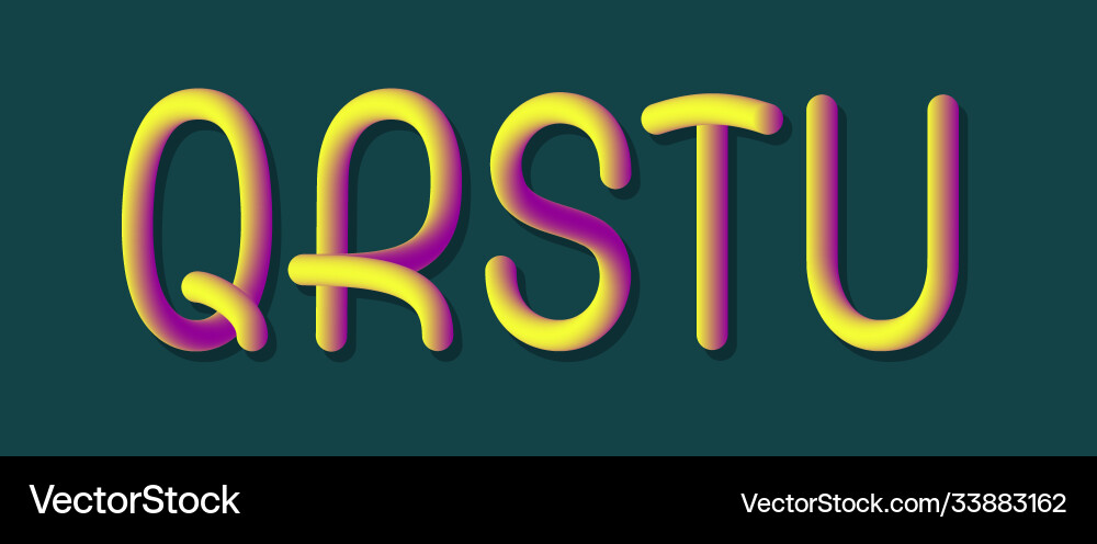 3D Gradient Letters - Q R S T U Vector Image