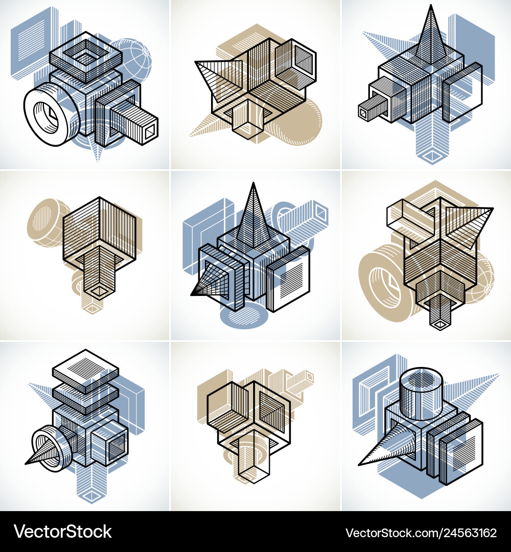 Abstract set isometric dimensional shapes Vector Image