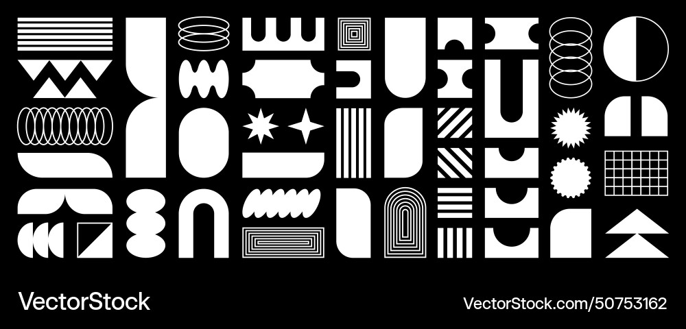 Abstract shapes basic brutal forms and retro vector image