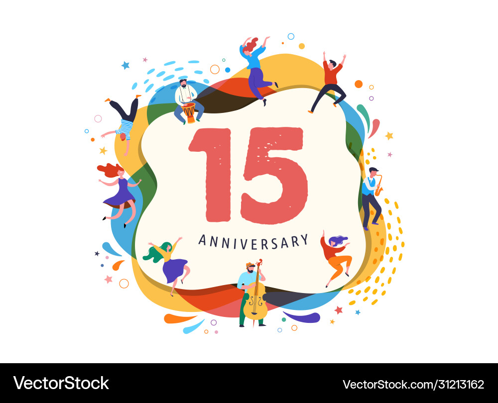 Anniversary celebration happy people dancing Anniversary celebration happy people dancing vector image