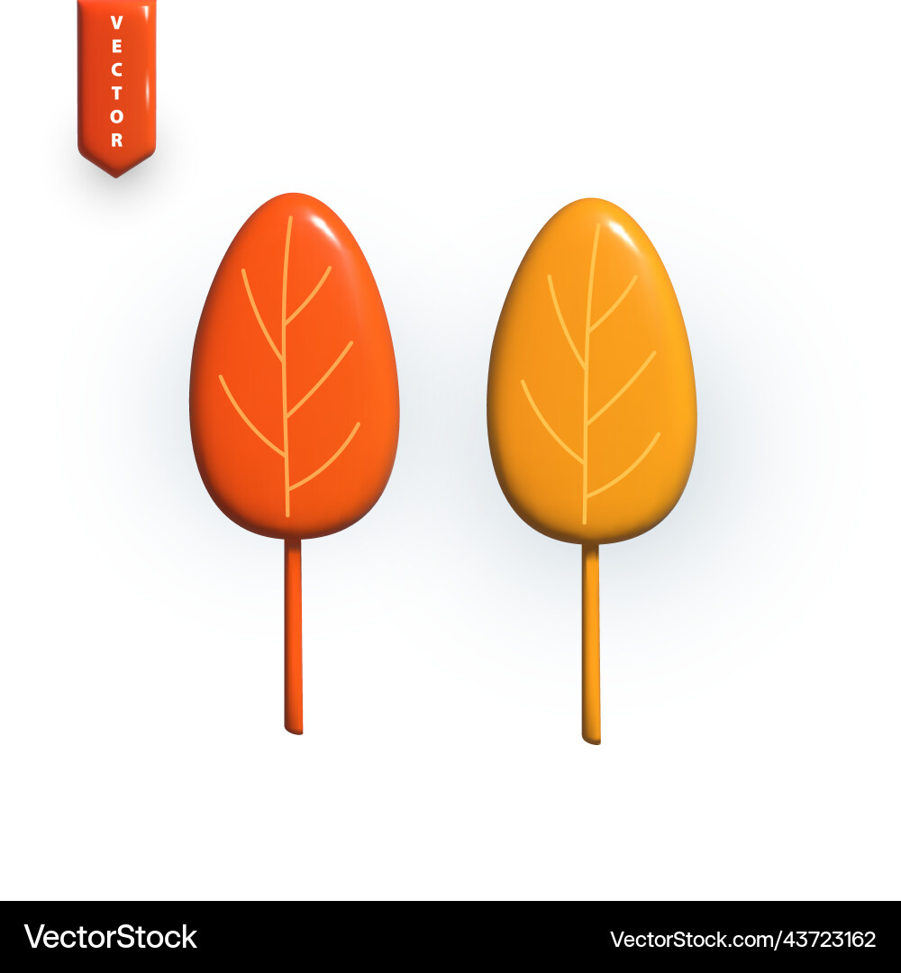 Autumn leaves on a white background 3d rendering Vector Image