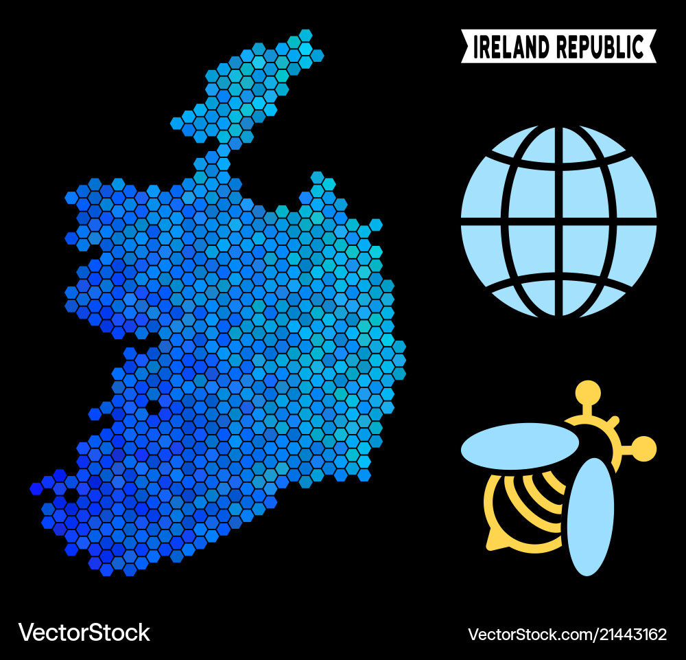 Blaue hexagon ireland republic map Blaue hexagon ireland republic map vektorbild